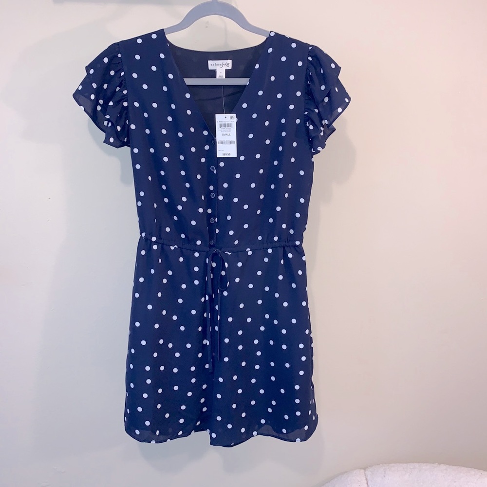 Maison Jules navy polka dot romper